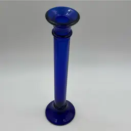 Vintage Art, Deco, Cobalt, Blue Glass Flower Vase Recycled In Made In Spain 11 Inches. Has Makers Mark