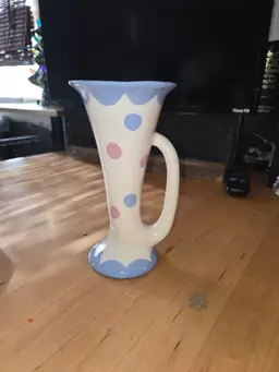 Vintage Hand Painted Ceramic Bugle Vase Block of California mid-20th century