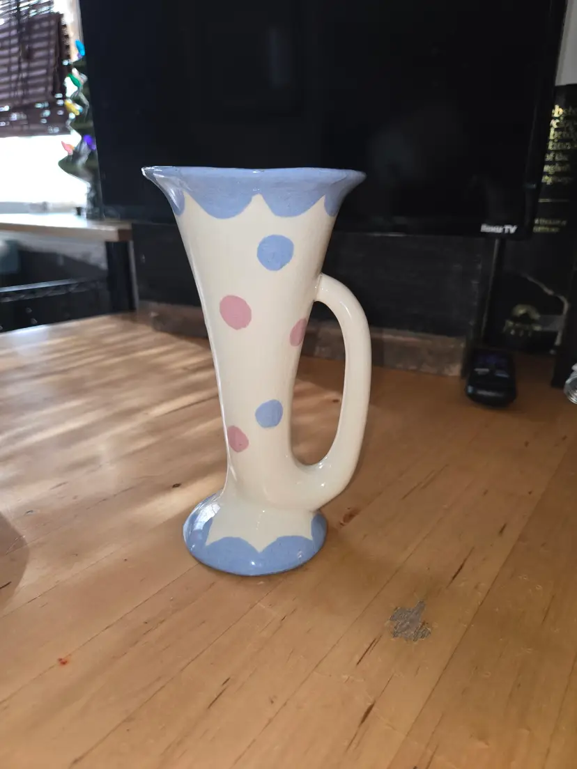 Vintage Hand Painted Ceramic Bugle Vase Block of California mid-20th century