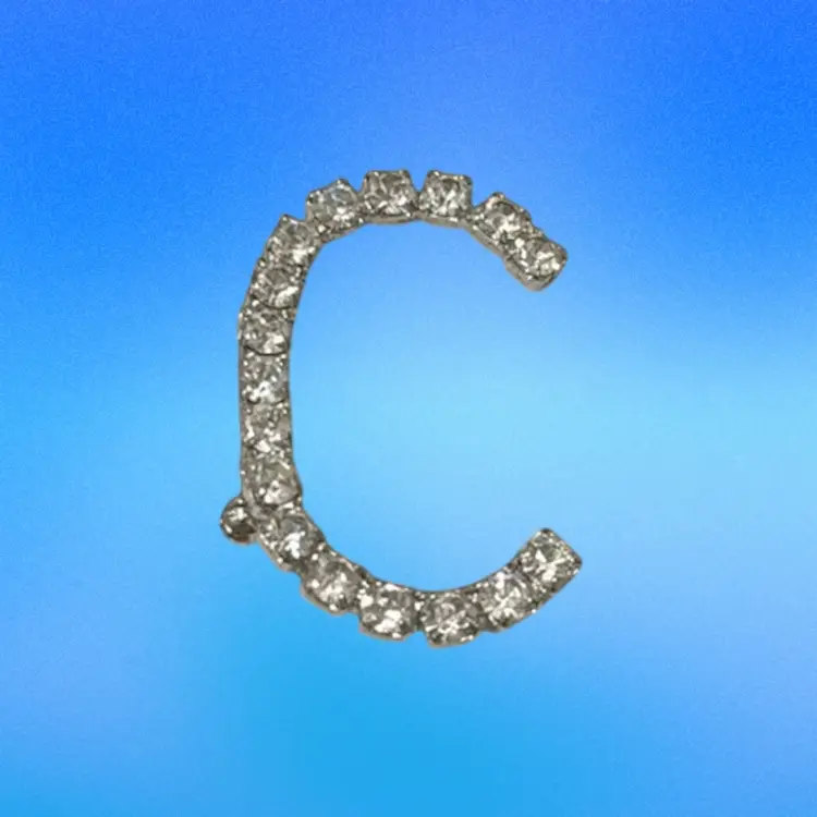 Vintage MCM Prong Set Rhinestone Letter C Brooch, 1.59”