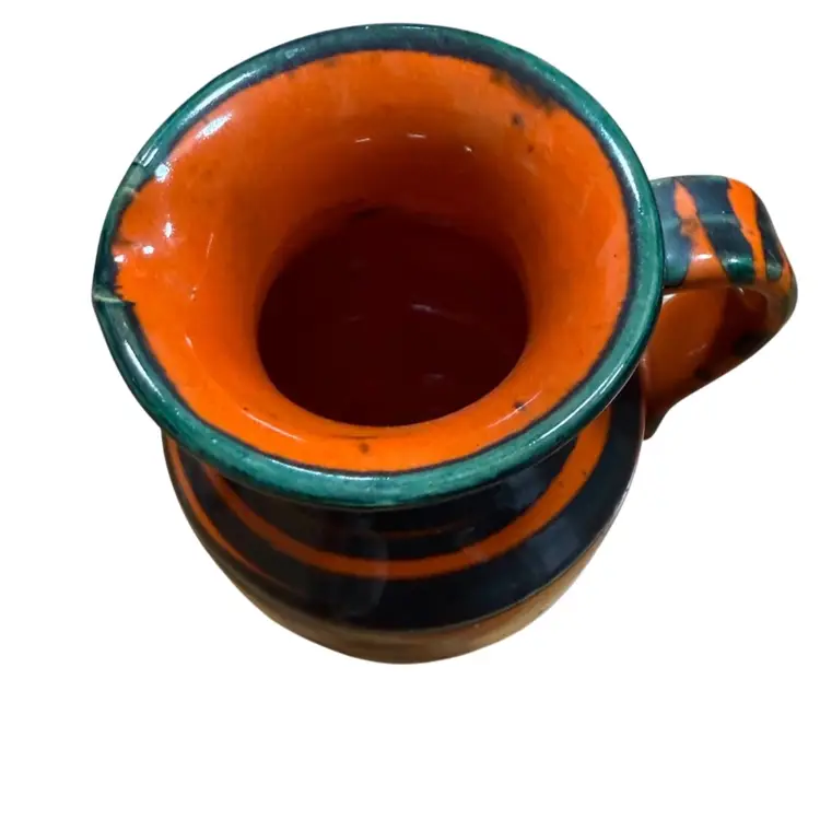 Italian orange and black striped ceramic pitcher, possibly designed by Sergio Asti for Cedit Ceramiche d'Italia