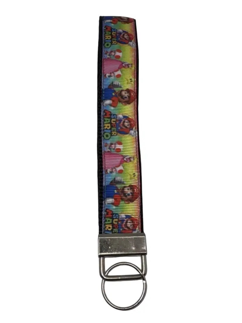 Lanyard Keychain  Key Holder Wristlet Super Mario Bros Pattern NEW Handmade 7.5”