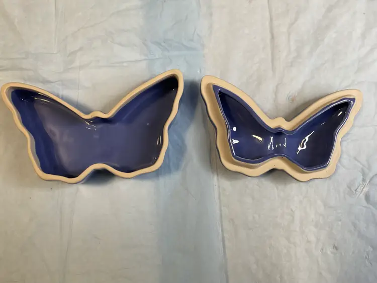 Butterfly ceramic trinket dish, light blue, 4” across, 2 1/2” height and 1 1/2” depth