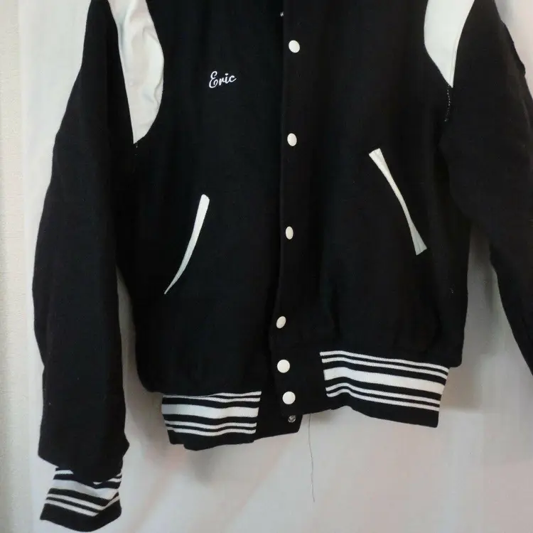 Varsity Jacket embroidered Eric blue white Size L Penns Valley Varsity Club