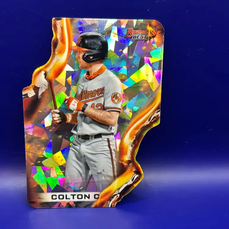 Colton Cowser 2021 Bowman’s Best Heat Wave Die-Cut Atomic Refractor Baltimore Orioles
