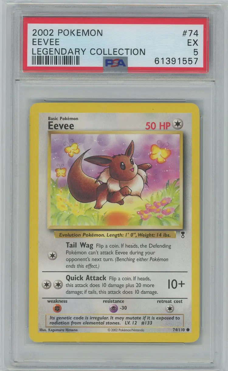 Pokémon 2002 Legendary Collection Unlimited Eevee #74 PSA 5