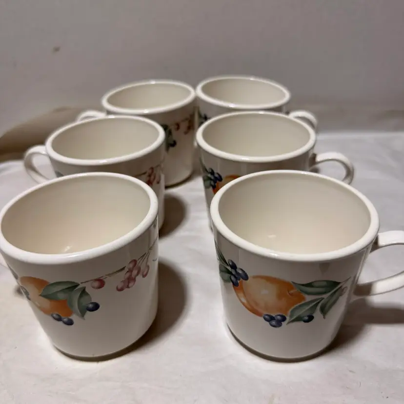 Corning Corelle Abundance Ceramic Coffee Mug With Fruit Patter Set Of 6