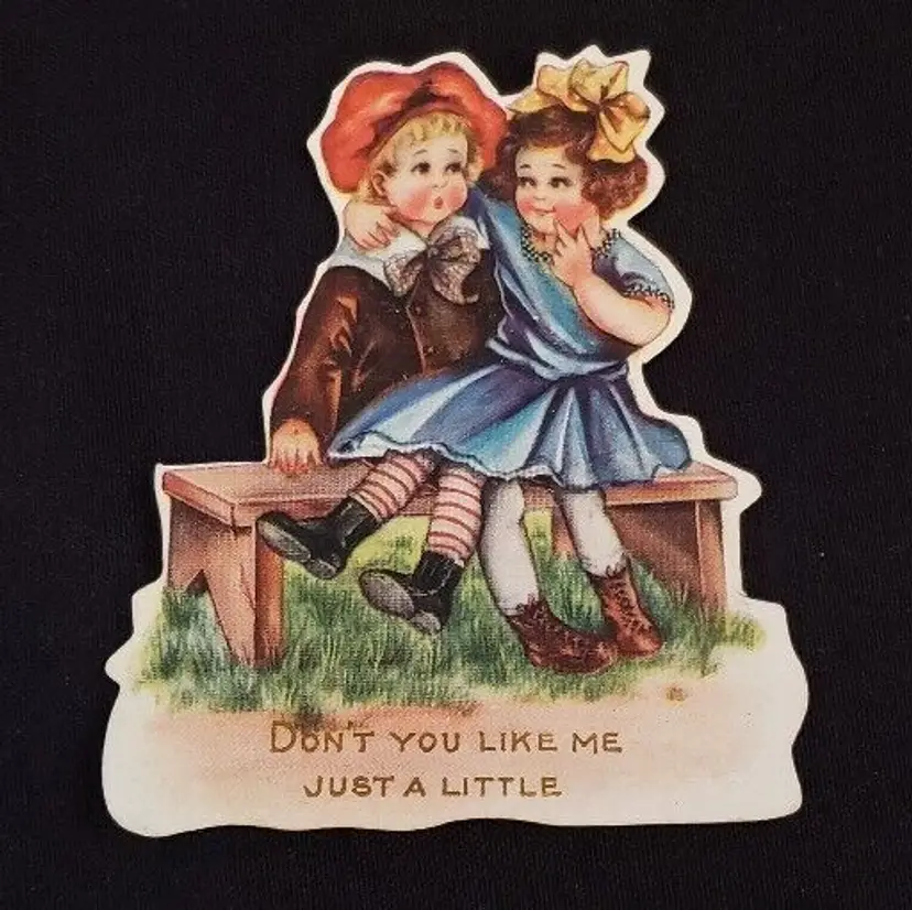 Valentine Greeting Card Die Cut - Don't You Like Me Just A Little Vintage