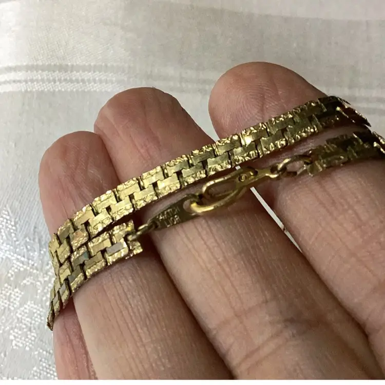 Vintage Lior 14k Ch Gold Plated Herringbone? Chain / Necklace 18”