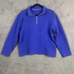 Tommy Bahama Quarter Zip Pullover Womens L Blue Cotton Stretch Casual