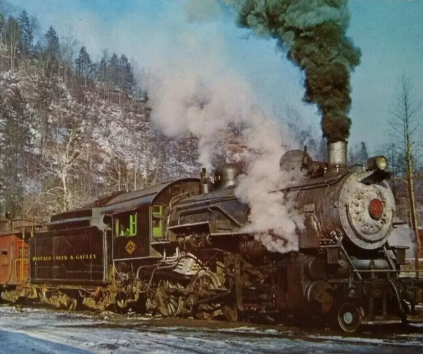 Railroad Postcard Buffalo Creek & Gauley 13 Locomotive Train Audio Visual RP347