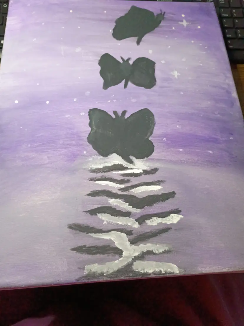 14x11 -Purple Butterfly Canvas Art -artist/painter: Melissa Barr