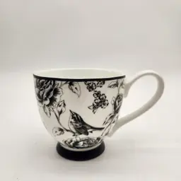 Portobello Inspire Sandringham Amalia Bone China Black White Toile Footed Mug