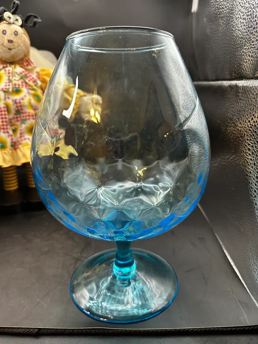 001 Empoli-style blue diamond optic brandy snifter vase