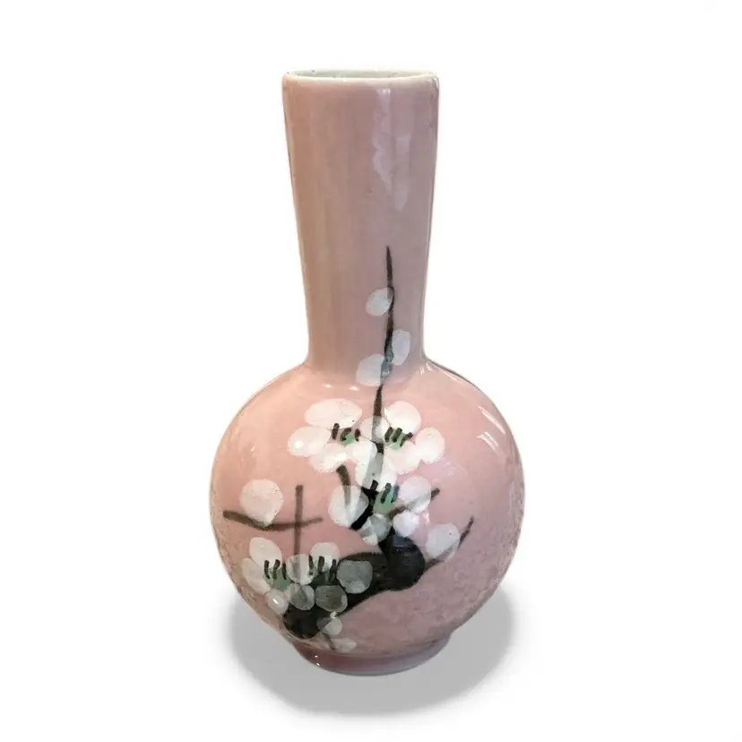 Hand Painted Pink Cherry Blossom Ceramic Vase