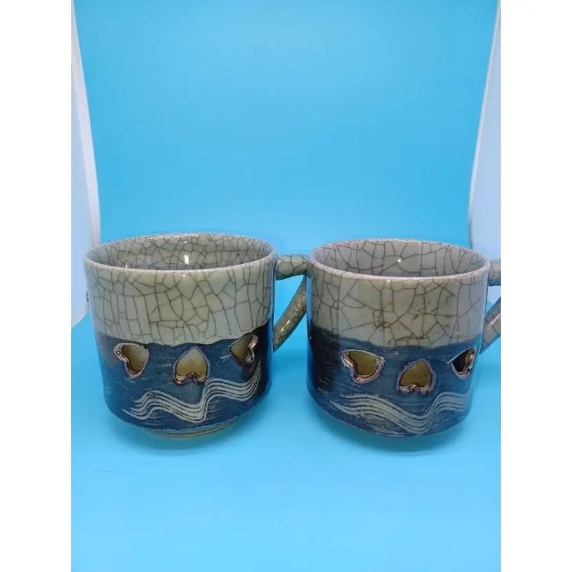 Green Otagiri Somayaki Soma Ware Crackle Double Wall Golden Horse Coffee Mug (2)