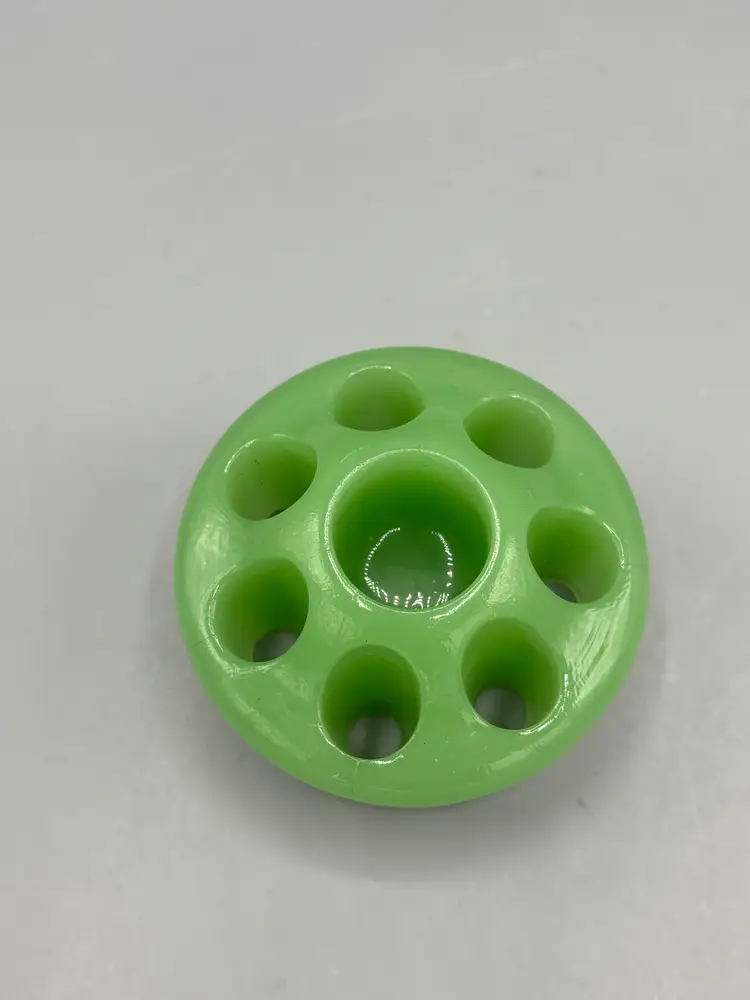 Vintage Fenton Jadeite green glass flower frog