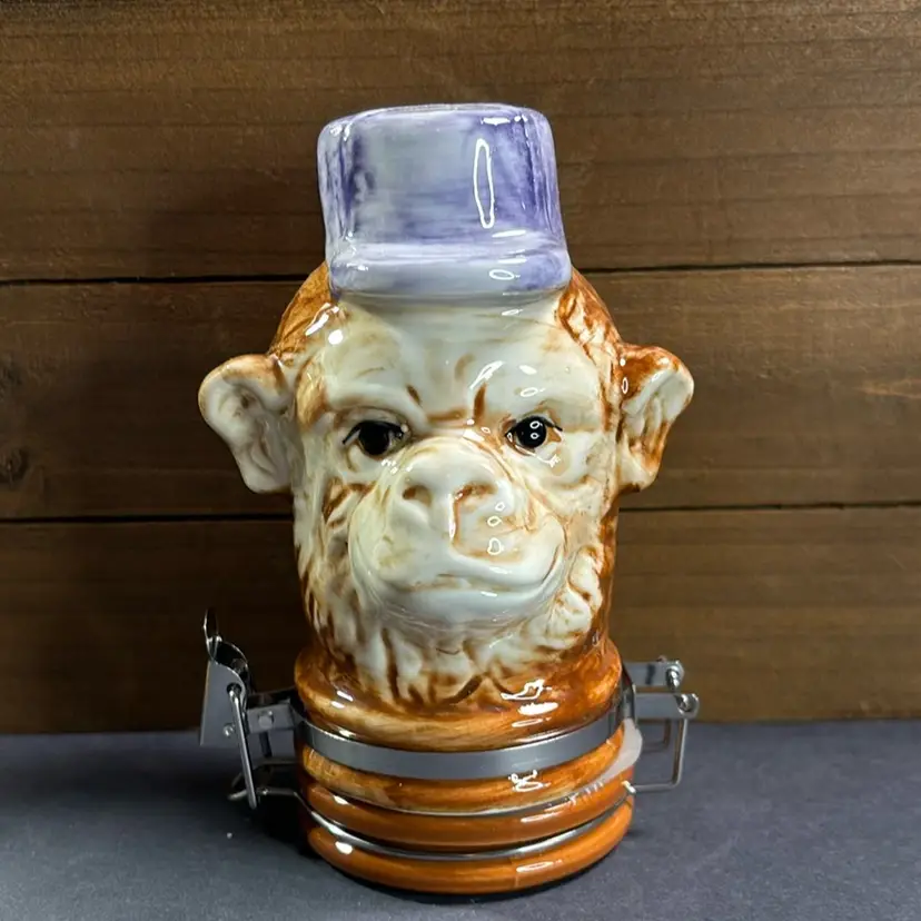 Contained Art Ceramic Chimpanzee Head Container
