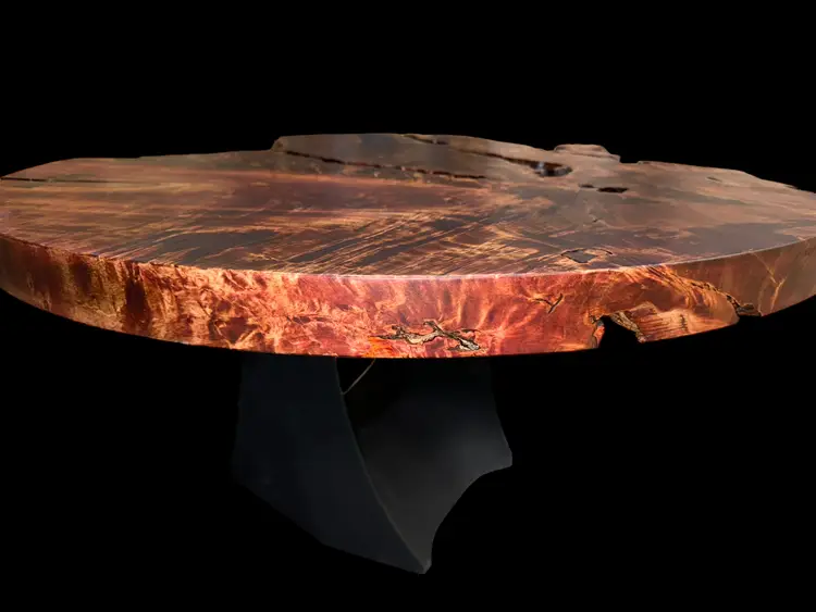 Round Live Edge Dyed Curly Maple Coffee Table