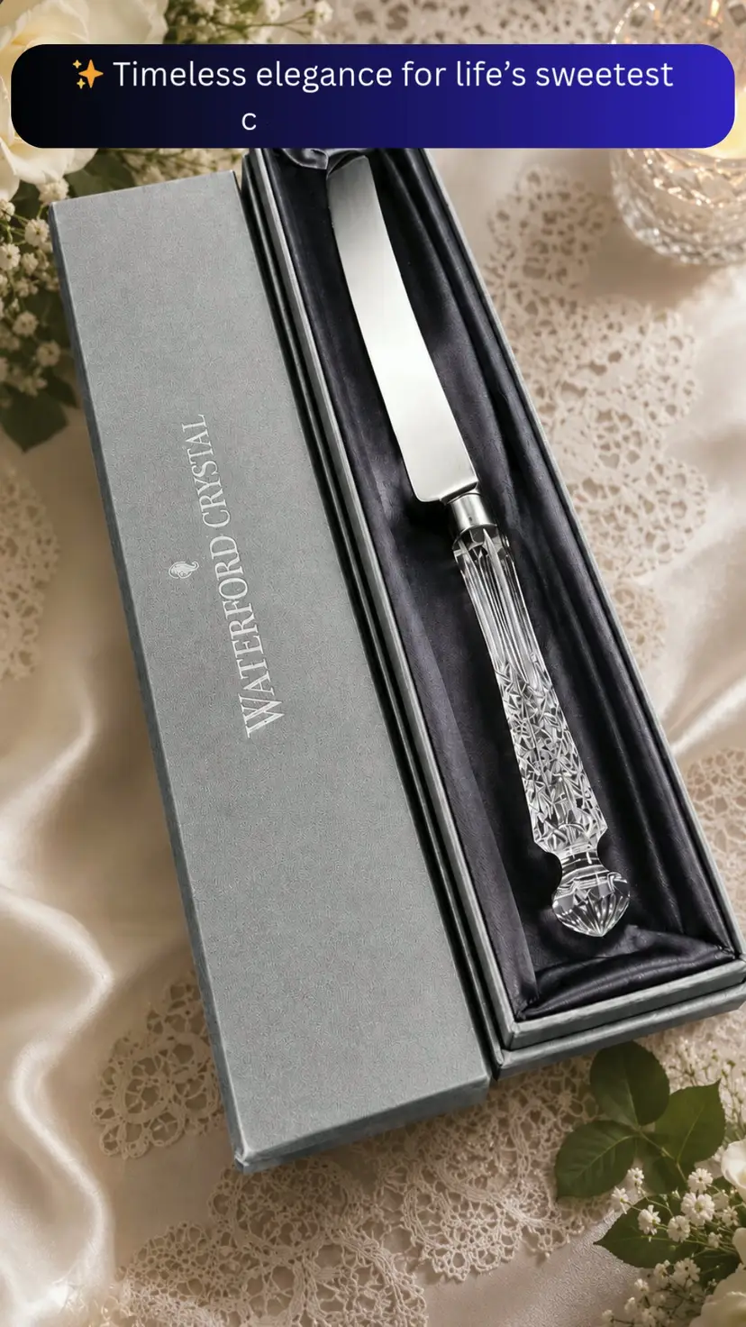 Vintage Crystal Bridal Cake Knife Server Waterford Lismore Style Glass Handle