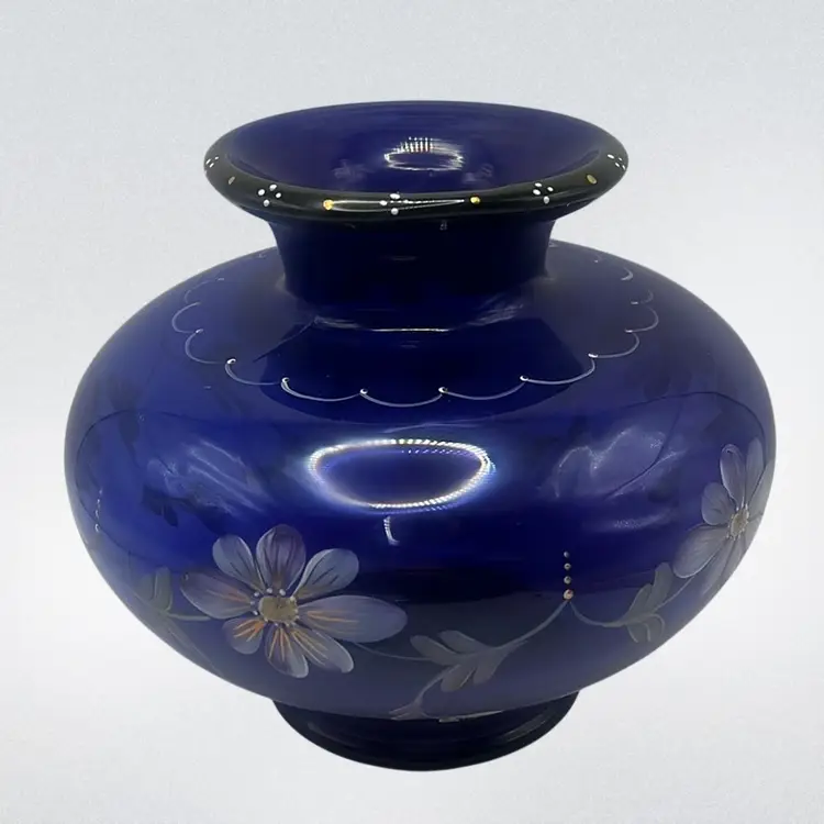 Fenton Royal Purple Colonial Scroll Vase, 6.5” High, 7” Diameter