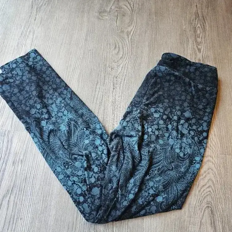Teal and Black Pattern LuLaRoe Leggings