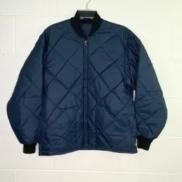 Vintage Dickson Industries Quilted Puffer Jacket Men M Navy Blue