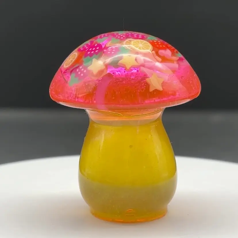 Strawberry Lemonade Mushroom 2" - Flat Translucent Yellow Stem - Made by Me!