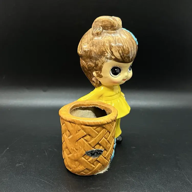 Vintage Josef Originals Big Eyed Girl Planter Japan Retro