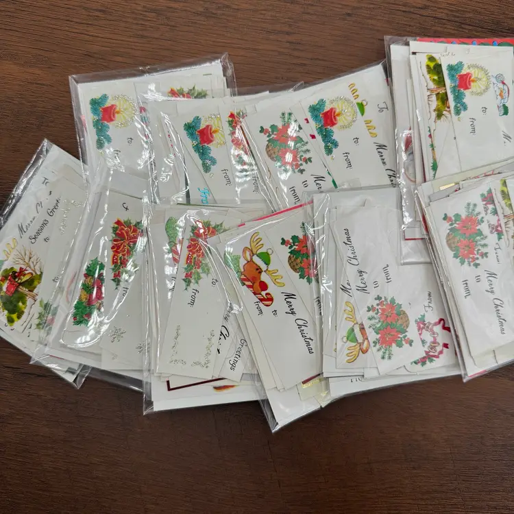 Mini Pack of Vintage Christmas Gift To/From Tags, Various Patterns & Sizes, Ephemera