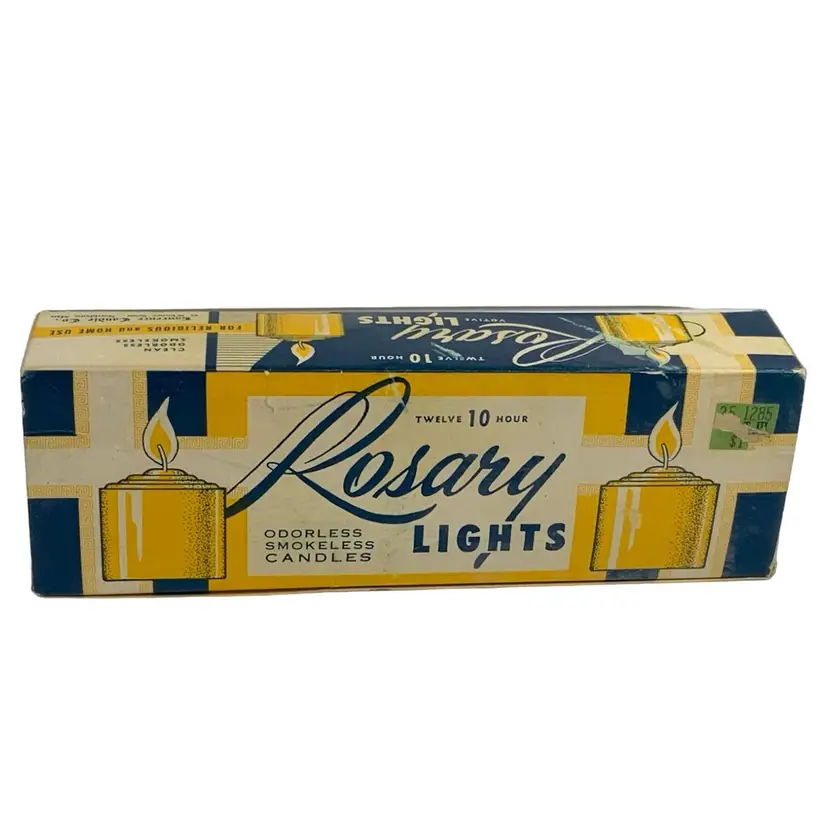 Vintage Lawrence Candle Co In Massachusetts Rosary Lights Box In Beautiful Condition. 