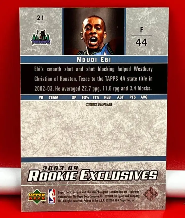 2004 Rookie Collector Basketball Trading Card Timberwolves Ndudi Ebi #21
