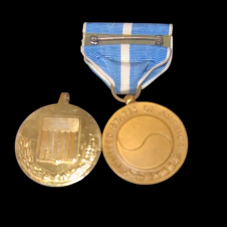Two KSM (Korean Service Medals) Awarded To Recipients From 1950-1954.  Gold Medal Is Gold Plated and Tests at 10-12k. The Other Medal Is Bronze