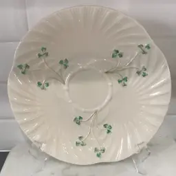 Vintage Belleek Shamrock Harp Serving Plate