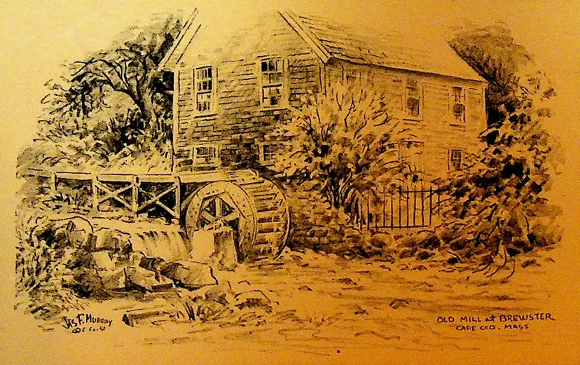 Old Mill of Brewster Unused Postcard Cape Cod Massachusetts