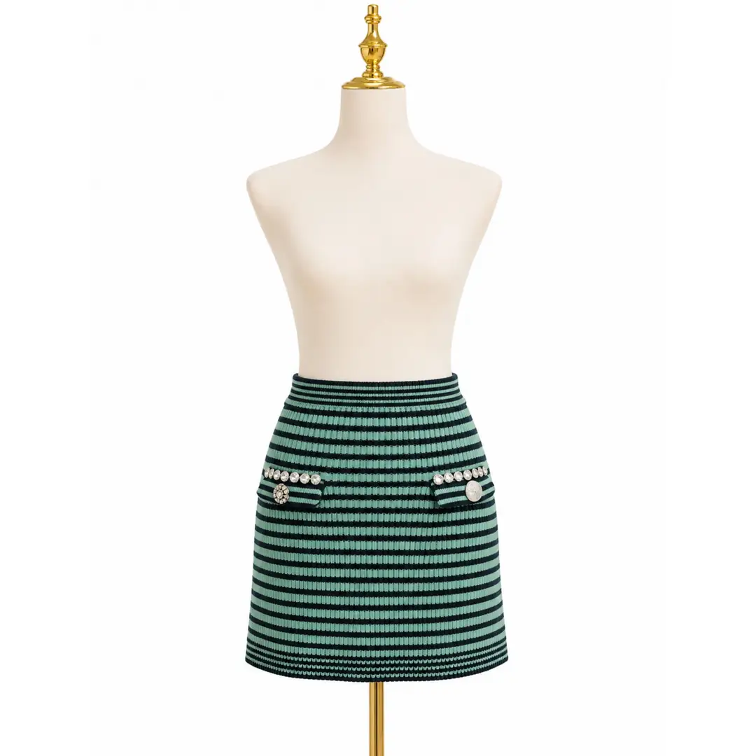 Self-Portrait Striped Knit Mini Skirt Sz S