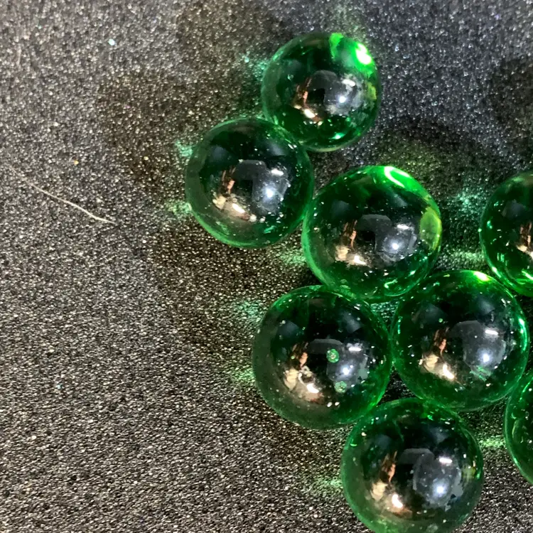 13-Green Clear Glass Marbles 1/2"