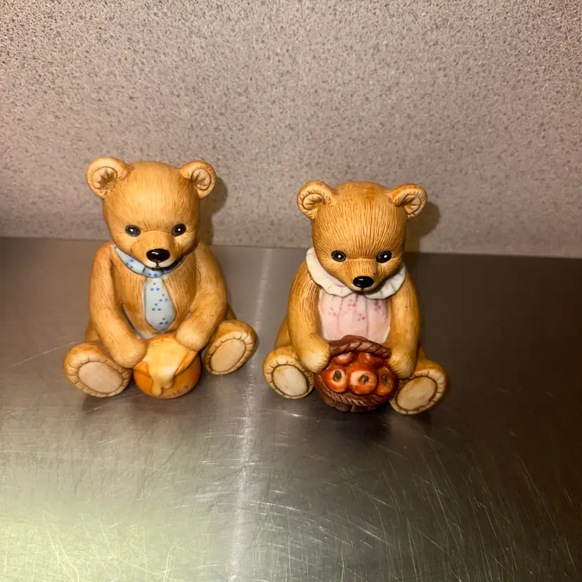 Vintage homco girl & boy bear set
