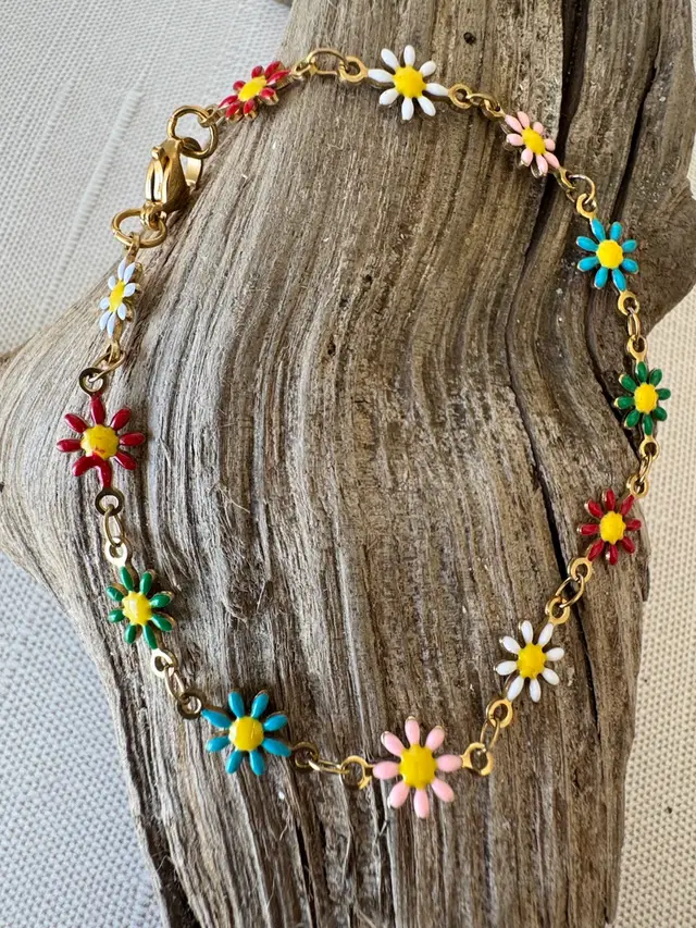 Multicolored Daisies Bracelet Or Necklace 172