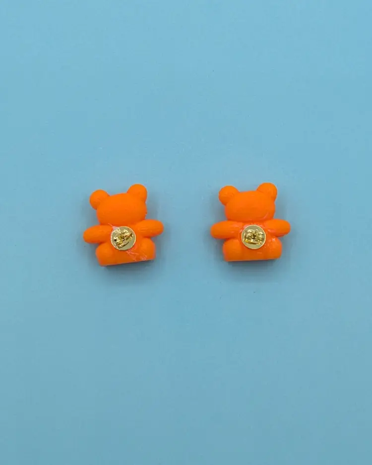 Cute Orange Teddy Bear Stud Earrings