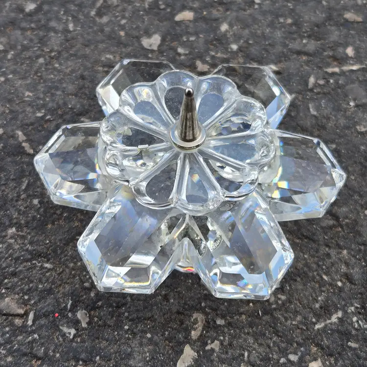 Art Glass Swarovski Crystal Snowflake Candleholder 2⅛" Square with Condition Issues