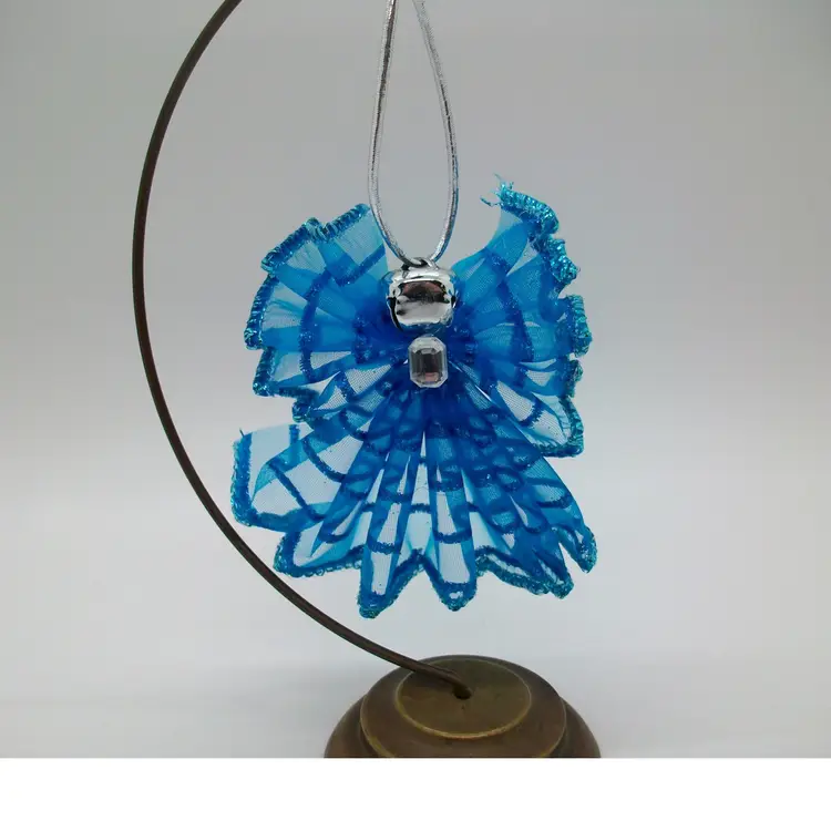 Handmade Christmas Ribbon Angel Ornaments Set of 3