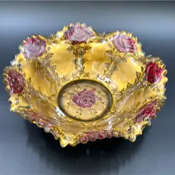 Goofus glass Rose bowl 19th century