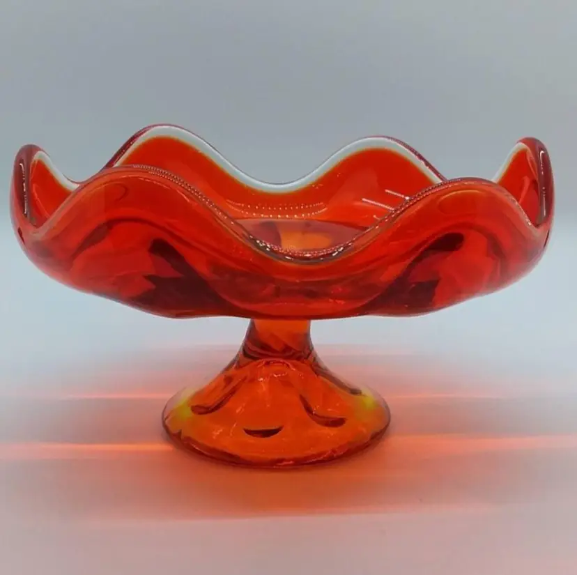 Vintage Viking Glass Persimmon Compote Glow Glass Bowl.