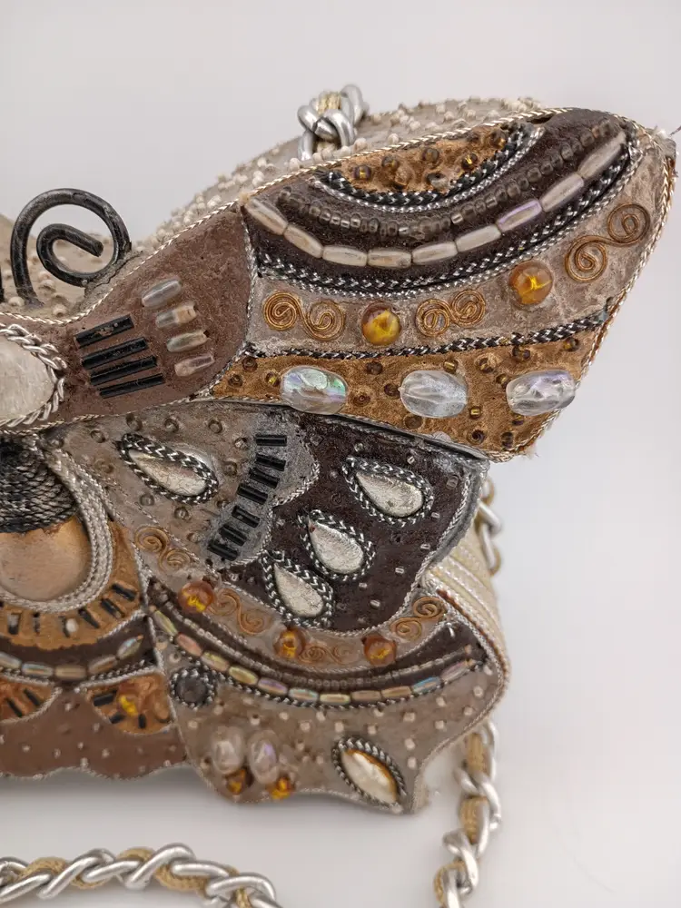 Vintage Mary Frances paper mache butterfly box purse