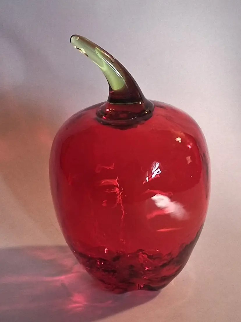 Vintage Viking Glass Hand Blown Red Apple Paperweight