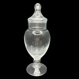 Vintage Clear Glass Apothecary Jar With Lid 8”