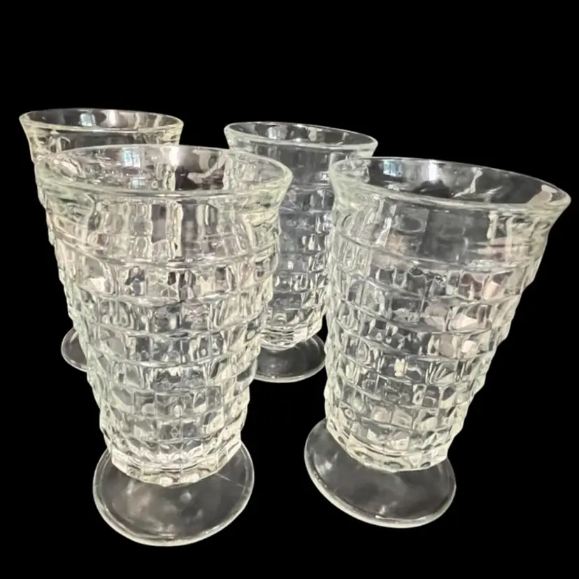 Fostoria American- Footed Iced Tea, AKA Luncheon Goblet-12 Oz., 5.75” Tall,3.25” Diameter - Set Of 4