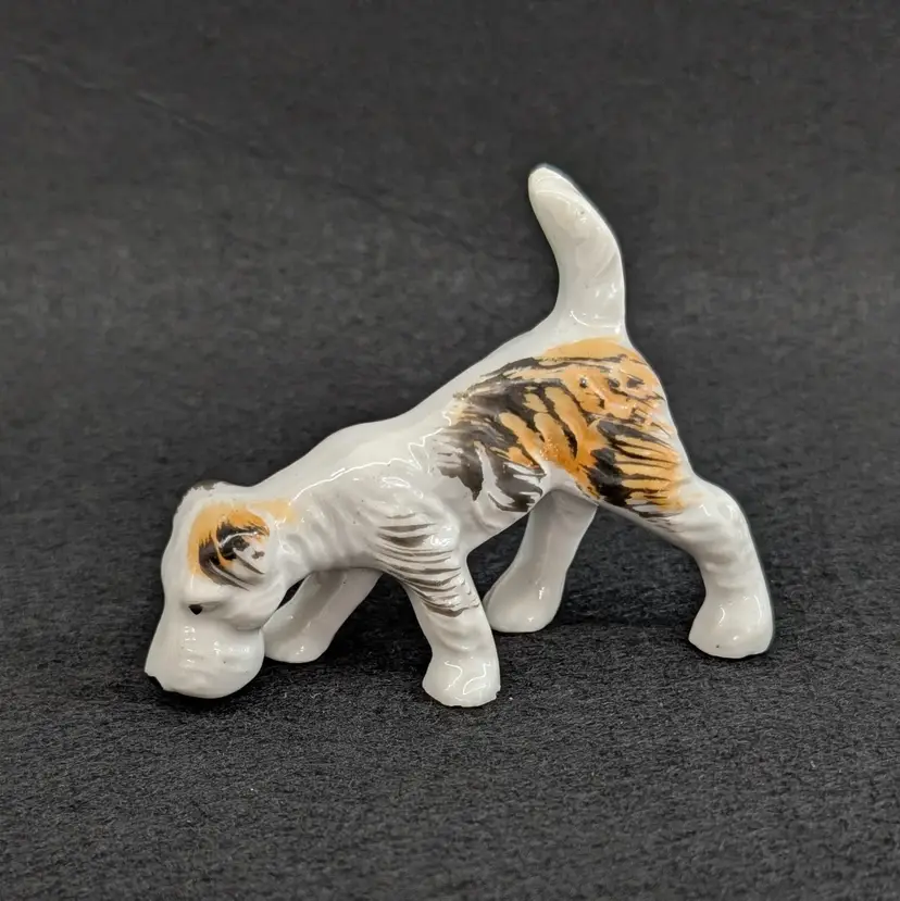 Vintage Fox Terrier Airedale Schnauzer Porcelain Dog Figurine Miniature Japan