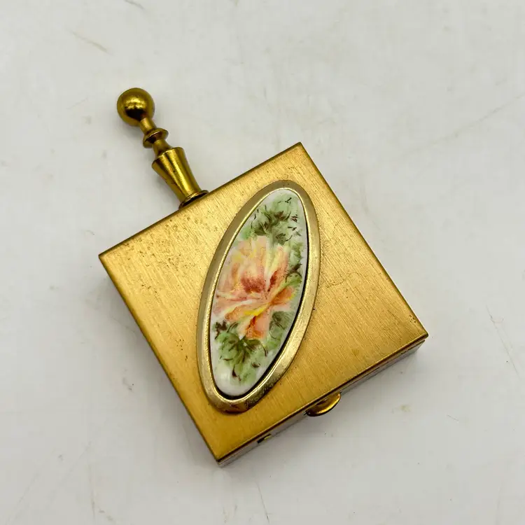 Vintage Pocket Purse Cigarette Ashtray Floral Print